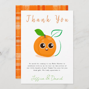 Carte De Remerciements Baby shower aux fruits orange Clementine