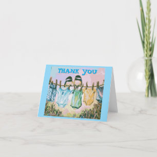 Carte de remerciements baby shower aux oiseaux de