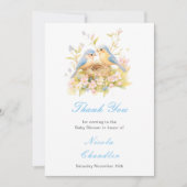 Carte De Remerciements Baby shower aux oiseaux de printemps (Devant)