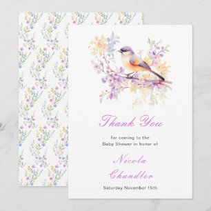 Carte De Remerciements Baby shower aux oiseaux mignons de printemps