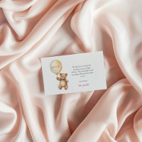 carte de remerciements baby shower avec ours en pe