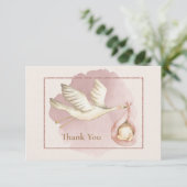 Carte de remerciements baby shower avec Stork et B (Debout devant)