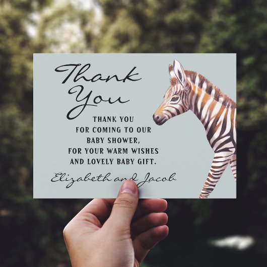 Carte de remerciements Baby shower Baby Zebra