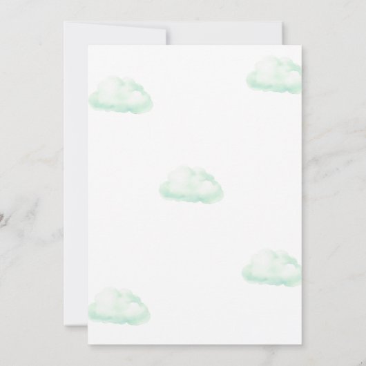 Carte De Remerciements Baby shower Ballons à air chaud vert mignon (Dos)