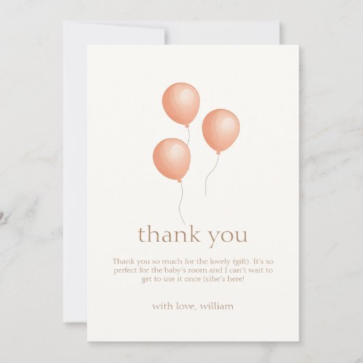 Carte De Remerciements Baby shower balloon de Boho Neutre (Devant)