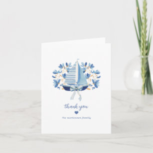 Carte De Remerciements Baby Shower Bateaux Bleus & Arcs