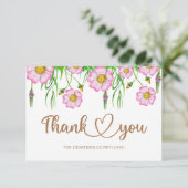 Carte de remerciements Baby shower bébé en fleur (Debout devant)