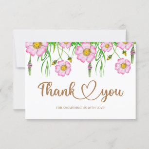 Carte de remerciements Baby shower bébé en fleur