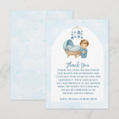 Carte De Remerciements Baby shower bébé mignonne Blue Mobile Lit bébé (Devant / Derrière)