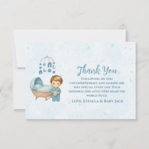 Carte De Remerciements Baby shower bébé mignonne Blue Mobile Lit bébé