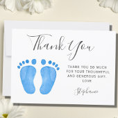 Carte De Remerciements Baby shower Bébé Pieds Bleus