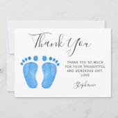 Carte De Remerciements Baby shower Bébé Pieds Bleus (Devant)