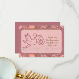 Carte De Remerciements Baby shower-bébé sur la cigogne