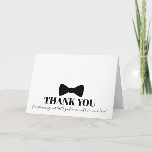 Carte de remerciements Baby shower Black Bowtie (Devant)