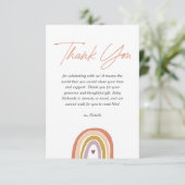 Carte De Remerciements Baby shower blanc Rainbow Boho Peach (Debout devant)