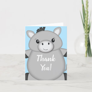 Carte De Remerciements Baby shower bleu âne