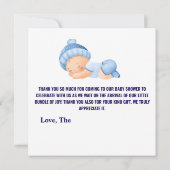 Carte De Remerciements Baby shower bleu, Bébé Garçon Douche (Dos)
