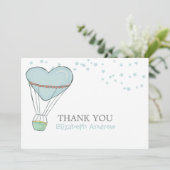Carte De Remerciements Baby shower Bleu Bleu Bleu à air chaud (Debout devant)