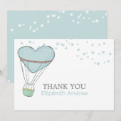 Carte De Remerciements Baby shower Bleu Bleu Bleu à air chaud (Devant / Derrière)