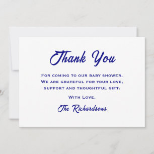 Carte De Remerciements Baby shower Bleu Bleu Marine Ahoy C'Est Une Ancre
