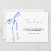 Carte De Remerciements Baby shower Bleu Bow Invitation, Baby shower garço (Devant)