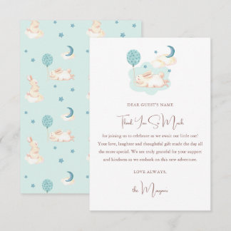 Carte De Remerciements Baby shower bleu Bunny Dreams