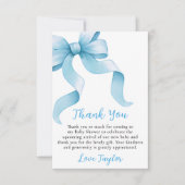 Carte De Remerciements Baby shower bleu Coquette Bow (Devant)
