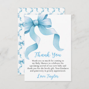 Carte De Remerciements Baby shower bleu Coquette Bow