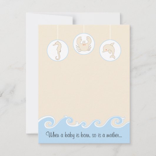 Carte de remerciements baby shower, bleu/crème mob (Devant)