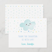 Carte De Remerciements Baby shower Bleu des étoiles Cloud (Devant / Derrière)