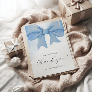 Carte De Remerciements Baby shower bleu-duvet en aquarelle