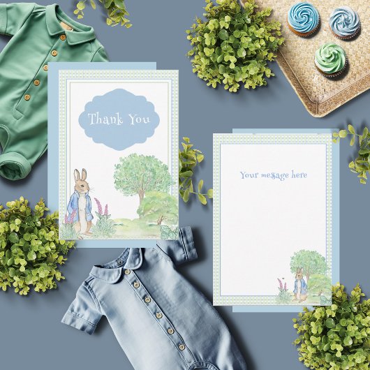 Carte De Remerciements Baby shower bleu lapin