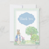 Carte De Remerciements Baby shower bleu lapin (Devant)