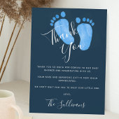 Carte De Remerciements Baby shower bleu marine