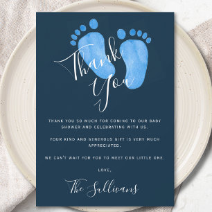 Carte De Remerciements Baby shower bleu marine