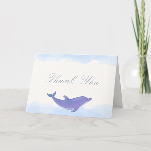 Carte De Remerciements Baby shower bleu moderne Boho Ocean Dolphin (Devant)
