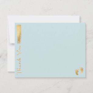 Carte de remerciements baby shower "Bleu/Or"