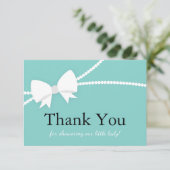 Carte de remerciements, Baby shower, Bleu, Perles (Debout devant)