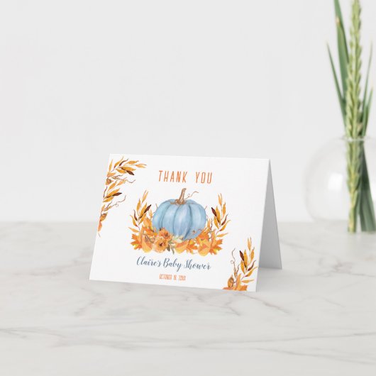 Carte de remerciements Baby shower bleu petit Citr (Devant)