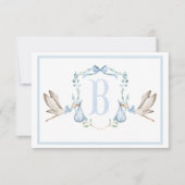 Carte De Remerciements Baby Shower Bleu Prépa Sudiste pour Petit Garçon (Devant)