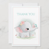 Carte De Remerciements Baby shower bleu rose jote Elephant (Devant)