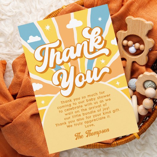 Carte De Remerciements Baby shower bleu soleil