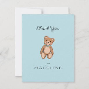Carte De Remerciements Baby shower bleu Teddy Bear classique