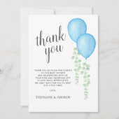 Carte De Remerciements Baby shower Blue Balloon Twins (Devant)