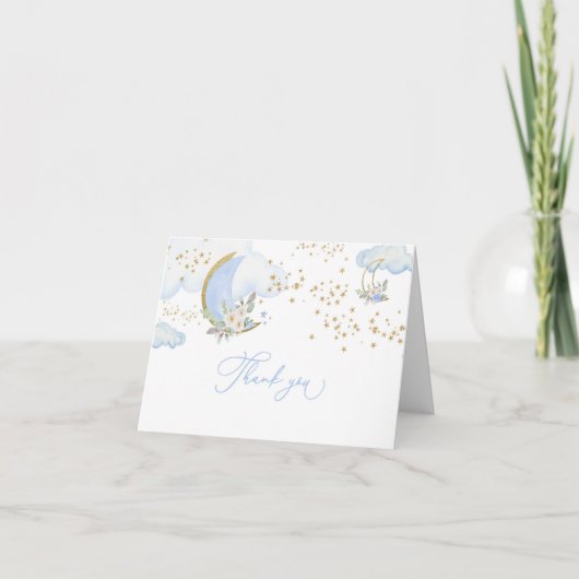 Carte de remerciements Baby shower Blue Boy Moon (Devant)