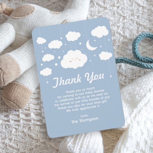 Carte De Remerciements Baby shower Blue Cloud