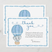 Carte De Remerciements Baby shower Blue Elephant (Devant / Derrière)