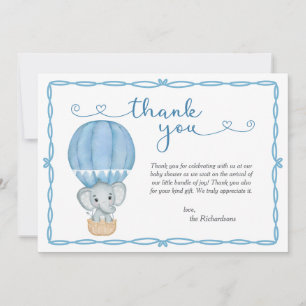 Carte De Remerciements Baby shower Blue Elephant