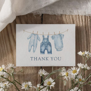Carte De Remerciements Baby shower Blue Jean Denim