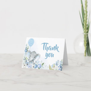 Carte De Remerciements Baby shower Blue Little Peanut Elephant